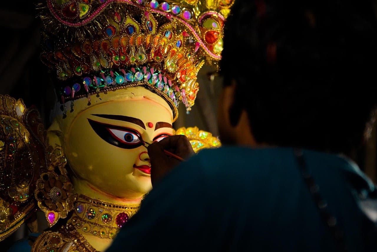 Ornate idol of Goddess Durga